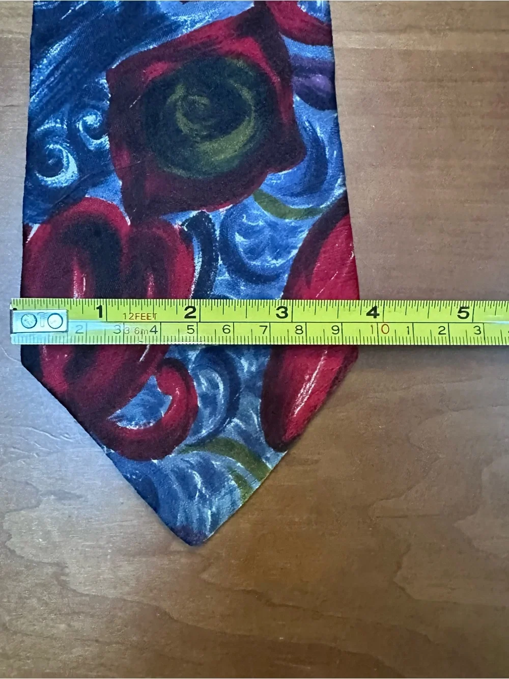 Bugatti Abstract Floral Silk Tie in Red and Blue
